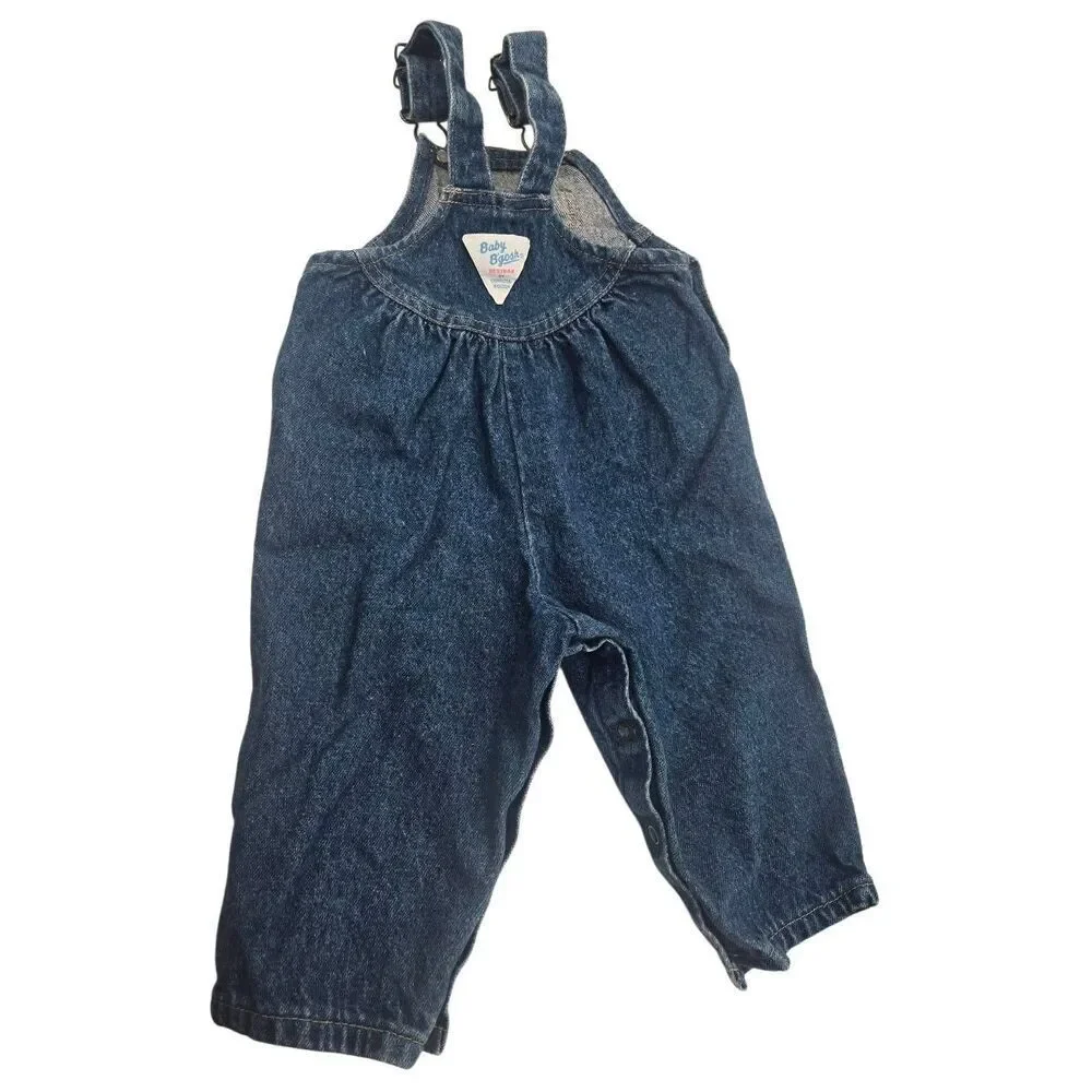 Vintage OshKosh B'Gosh Overalls Denim Pink Logo Size 12 Months